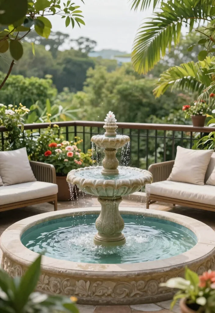14 Entrance Balcony Ideas That Elevate Your Exterior - 11. Relaxing Water Features 1