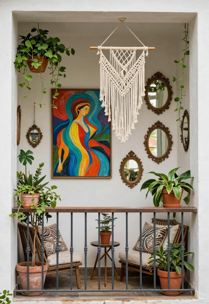 14 Entrance Balcony Ideas That Elevate Your Exterior - 8. Artistic Wall Decor 1