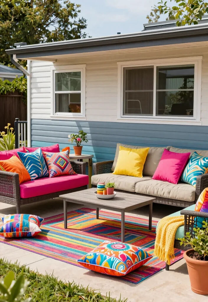 14 Mobile Home Patio Ideas That Look Surprisingly Luxe - 10. Bold Color Palettes 1