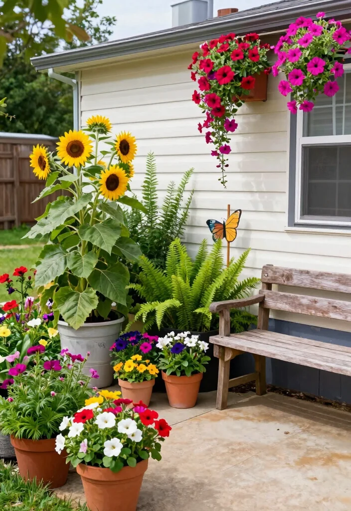 14 Mobile Home Patio Ideas That Look Surprisingly Luxe - 2. Colorful Garden Oasis 1