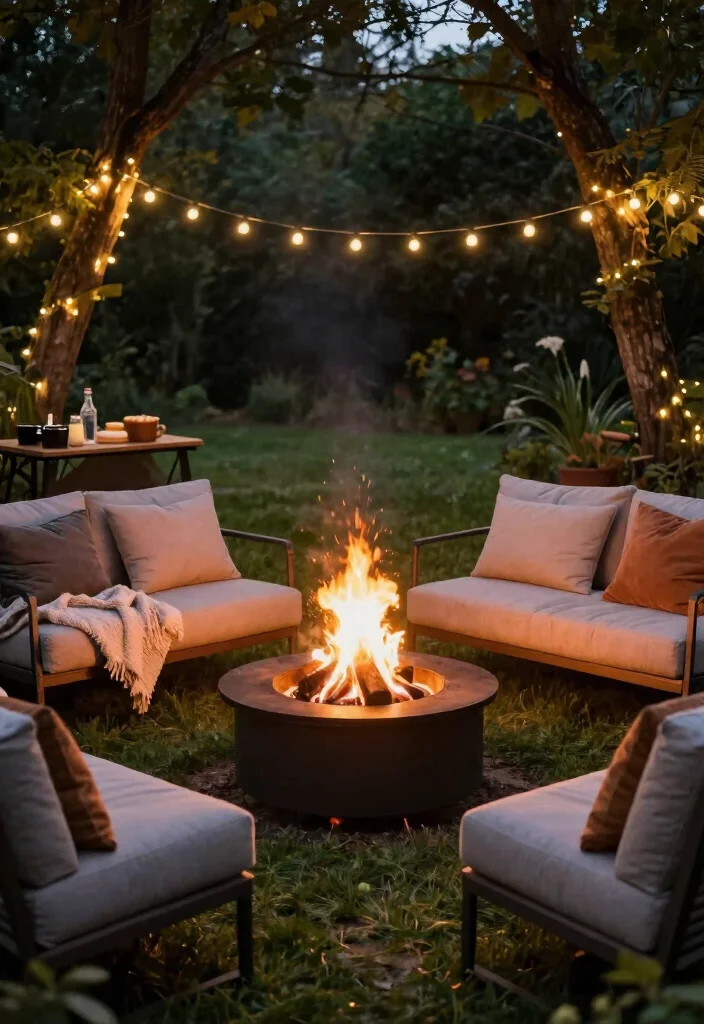 14 Outdoor Boudoir Ideas With Natural Light & Romance - 3. Romantic Fire Pit Lounge 1
