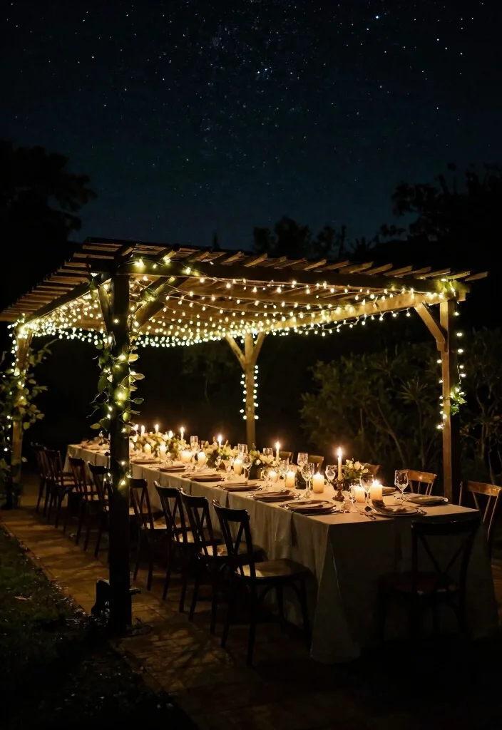 14 Pergola Decorating Ideas Wedding Guests Will Remember - 1. Twinkling Fairy Lights 1