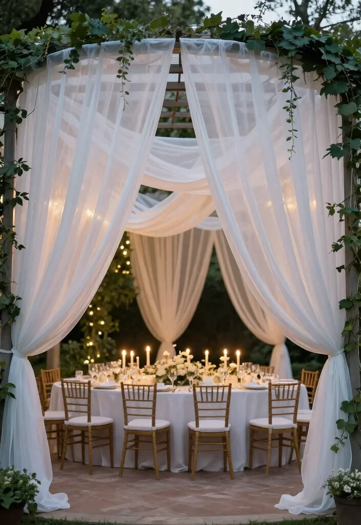 14 Pergola Decorating Ideas Wedding Guests Will Remember - 4. Fabric Draping 1