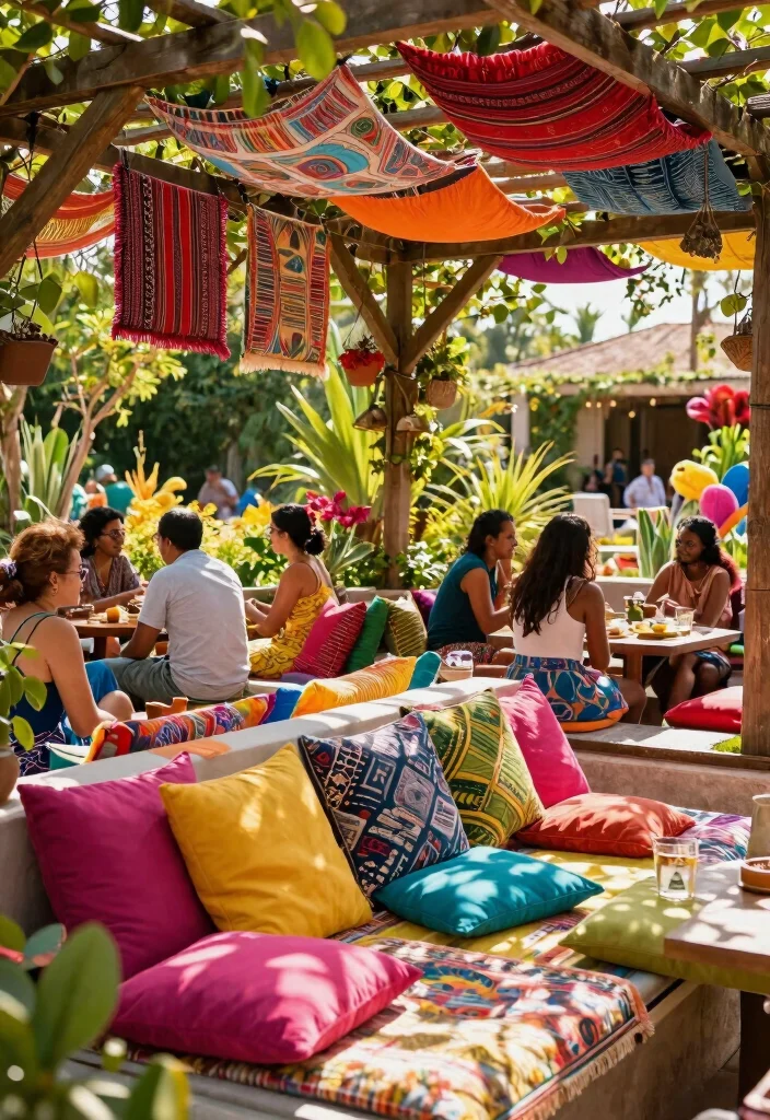 14 Pergola Decorating Ideas Wedding Guests Will Remember - 8. Colorful Fabrics and Pillows 1