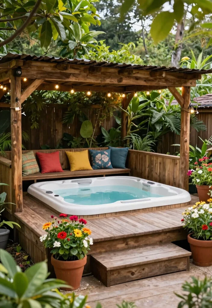 14 Small Hot Tub Ideas Backyard Retreats Will Love - 1. Rustic Wood Deck Retreat 1