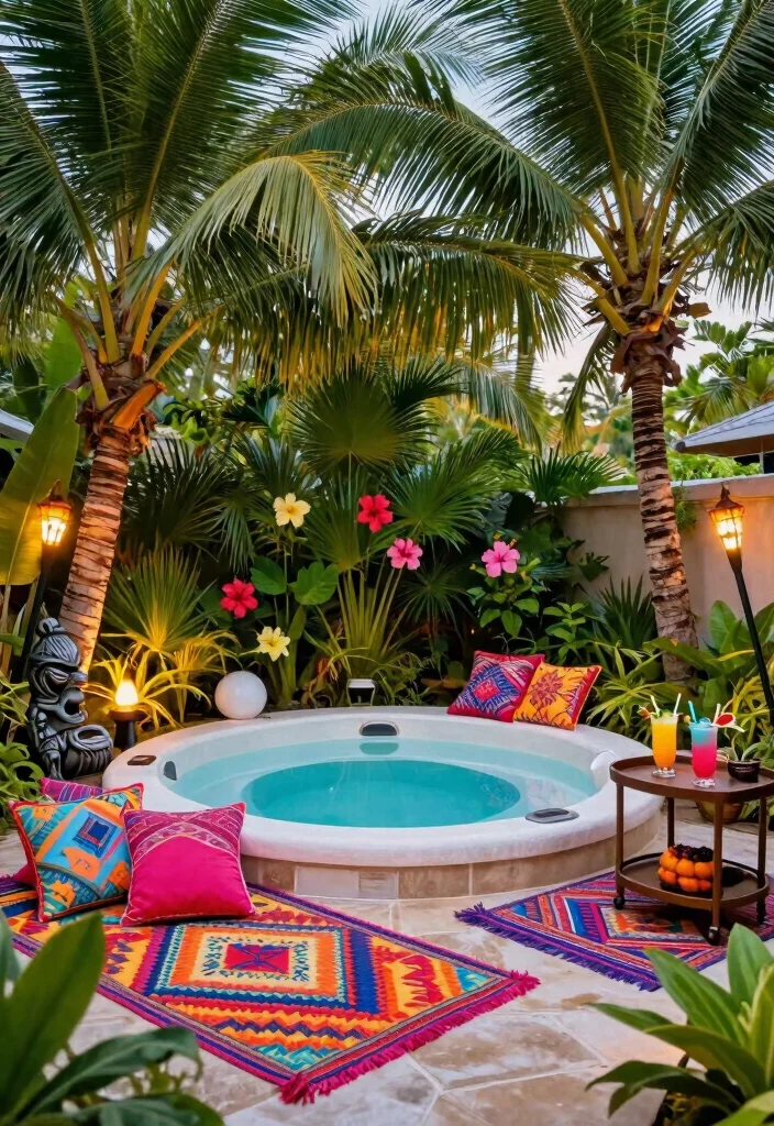 14 Small Hot Tub Ideas Backyard Retreats Will Love - 4. Tropical Oasis 1