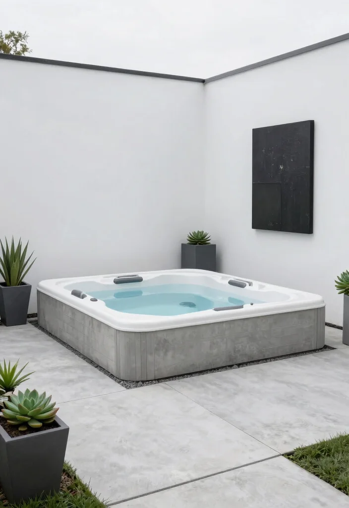 14 Small Hot Tub Ideas Backyard Retreats Will Love - 6. Modern Minimalist Hot Tub 1