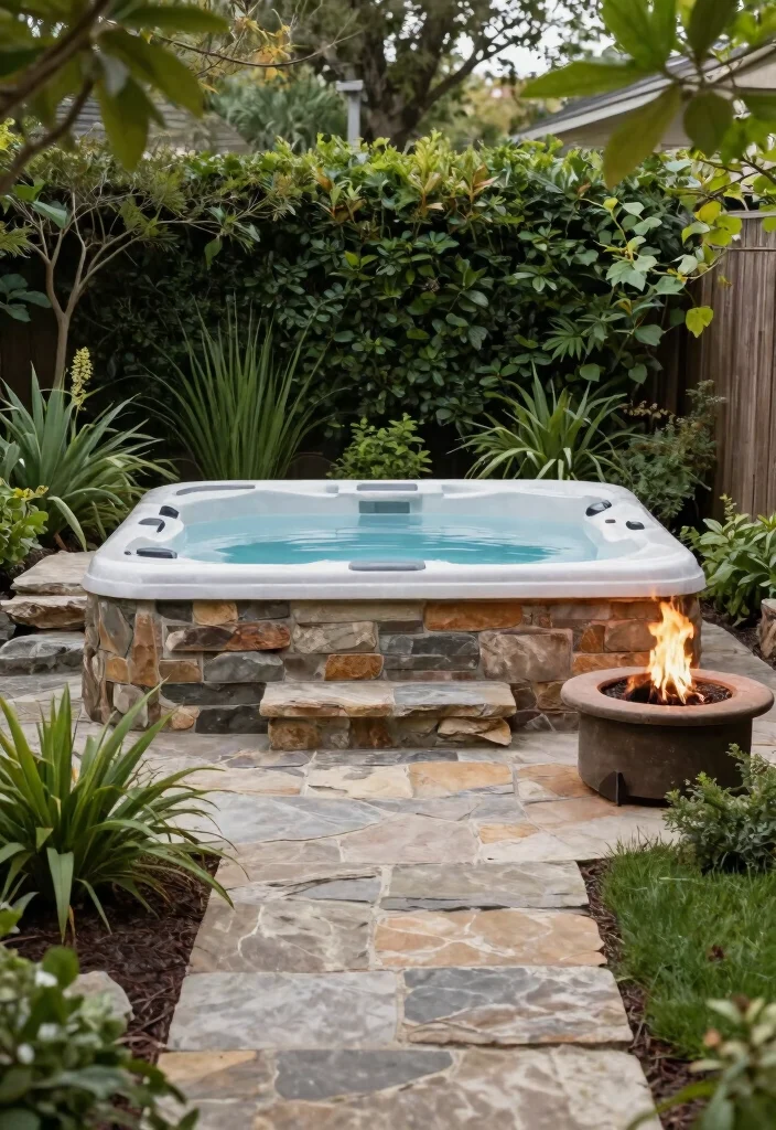 14 Small Hot Tub Ideas Backyard Retreats Will Love - 7. Natural Stone Retreat 1