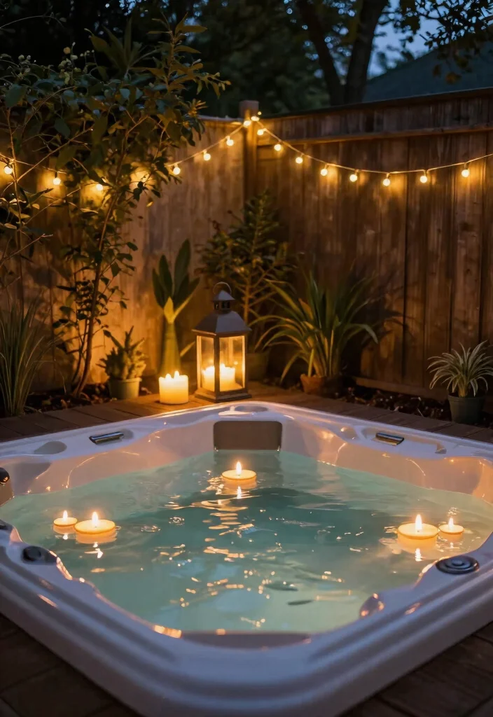 14 Small Hot Tub Ideas Backyard Retreats Will Love - 8. Soft Lighting Haven 1