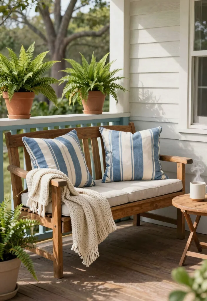 14 Small Porch Decorating Ideas Entrance Spaces Will Love - 1. Cozy Benches with Cushions 1