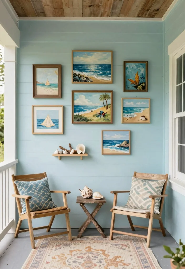 14 Small Porch Decorating Ideas Entrance Spaces Will Love - 6. Sea-Inspired Art 1