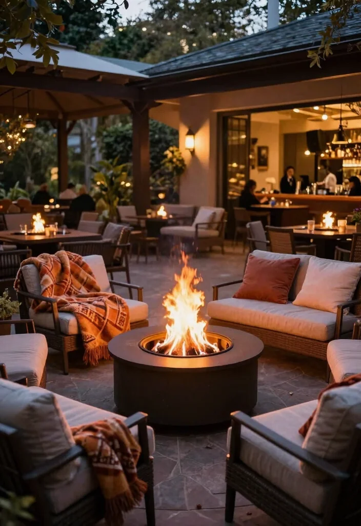14 Terrace Lounge Ideas for a Relaxing Chic Escape - 10. Cozy Fire Features 1