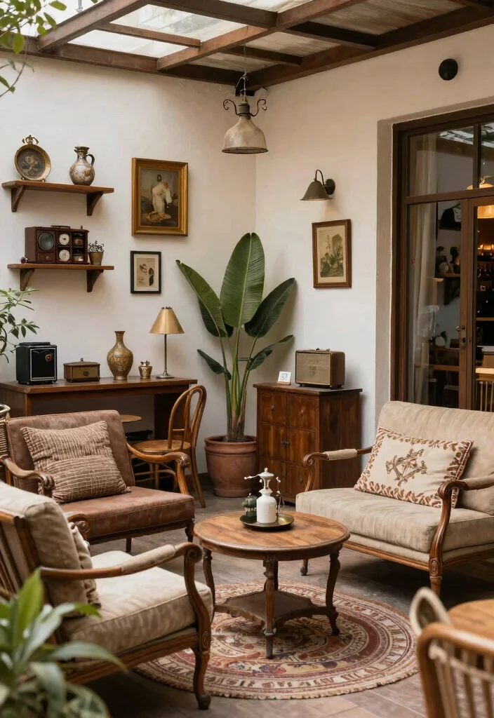 14 Terrace Lounge Ideas for a Relaxing Chic Escape - 13. Vintage Touches 1