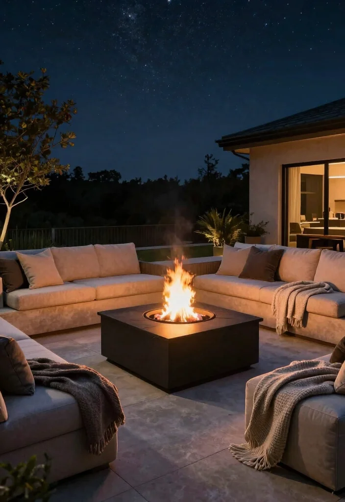 14 Terrace Lounge Ideas for a Relaxing Chic Escape - 6. Modern Fire Pit 1
