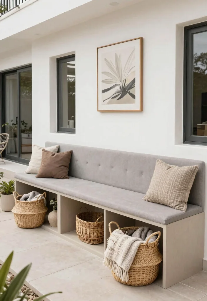 14 Terrace Lounge Ideas for a Relaxing Chic Escape - 9. Functional Storage Solutions 1
