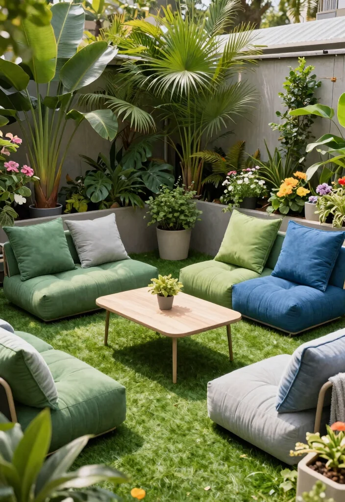 15 Backyard Turf Ideas for a Lush Low Maintenance Lawn - 11. Turf Seating Areas 1