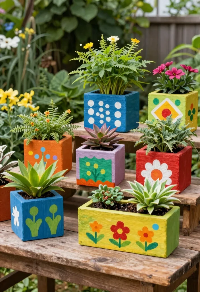 15 Cheap Planter Ideas That Still Look Amazing - 12. Painted Wood Blocks as Planters 1