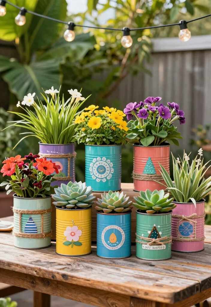 15 Cheap Planter Ideas That Still Look Amazing - 2. Upcycled Tin Can Planters 1