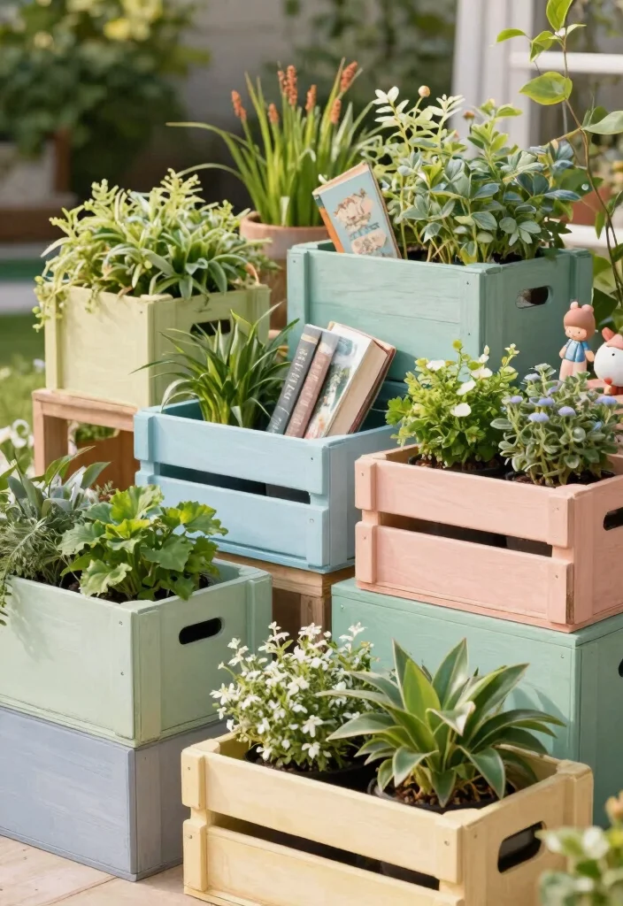 15 Cheap Planter Ideas That Still Look Amazing - 3. Wooden Crate Plant Display 1