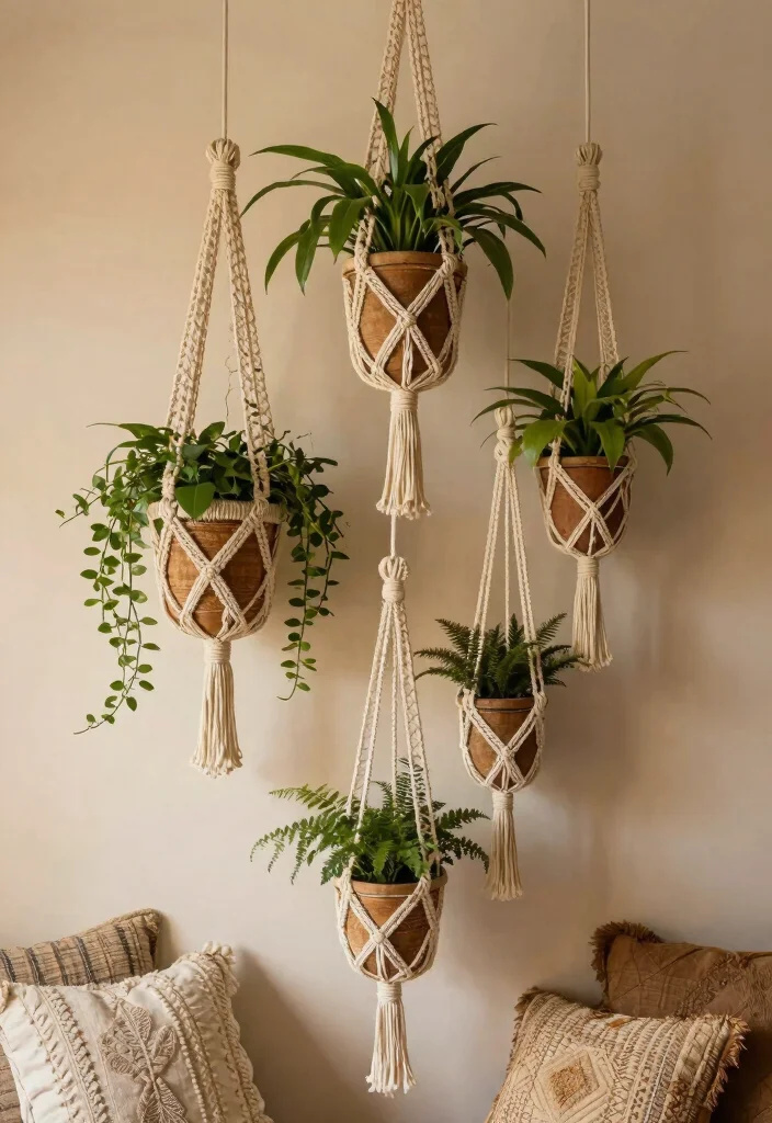 15 Cheap Planter Ideas That Still Look Amazing - 4. Hanging Macrame Planters 1