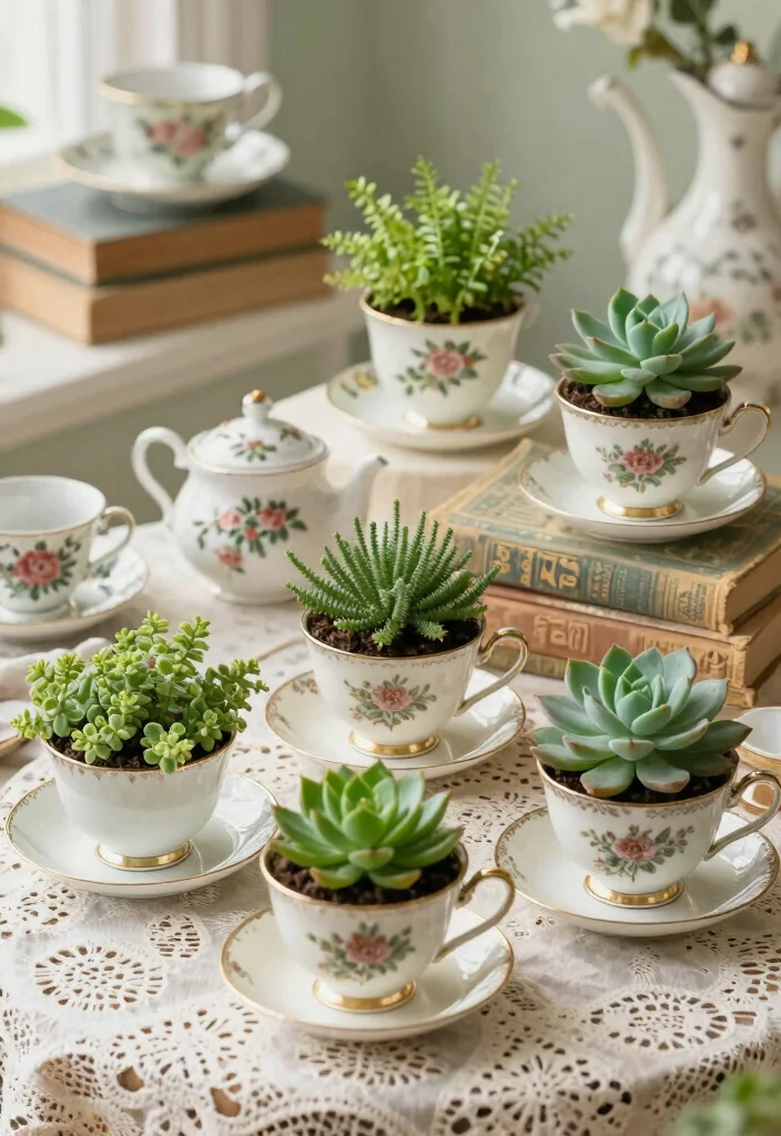 15 Cheap Planter Ideas That Still Look Amazing - 7. Vintage Teacup Planters 1