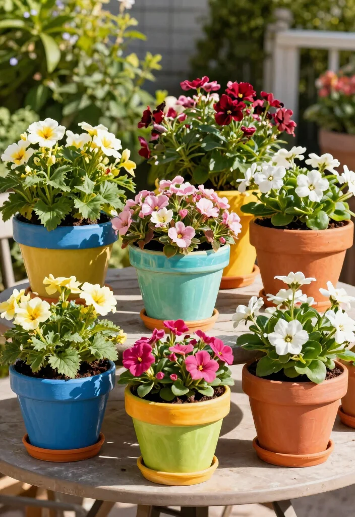 15 Cheap Planter Ideas That Still Look Amazing - 8. Colorful Painted Flower Pots 1