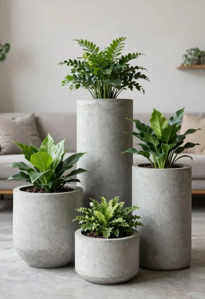 15 Cheap Planter Ideas That Still Look Amazing - 9. DIY Concrete Planters 1