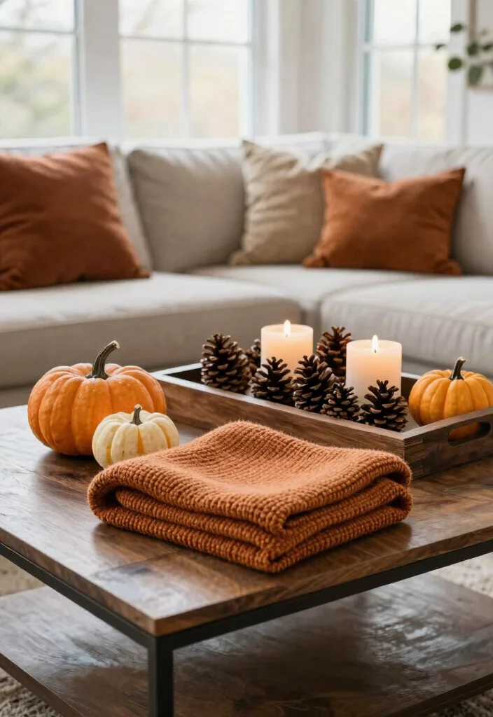 15 Farmhouse Coffee Table Decor Ideas That Look Effortlessly Chic - 4. Seasonal Decor Swaps 1