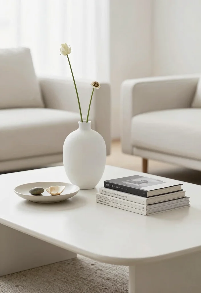 15 Farmhouse Coffee Table Decor Ideas That Look Effortlessly Chic - 9. Minimalist Styling 1