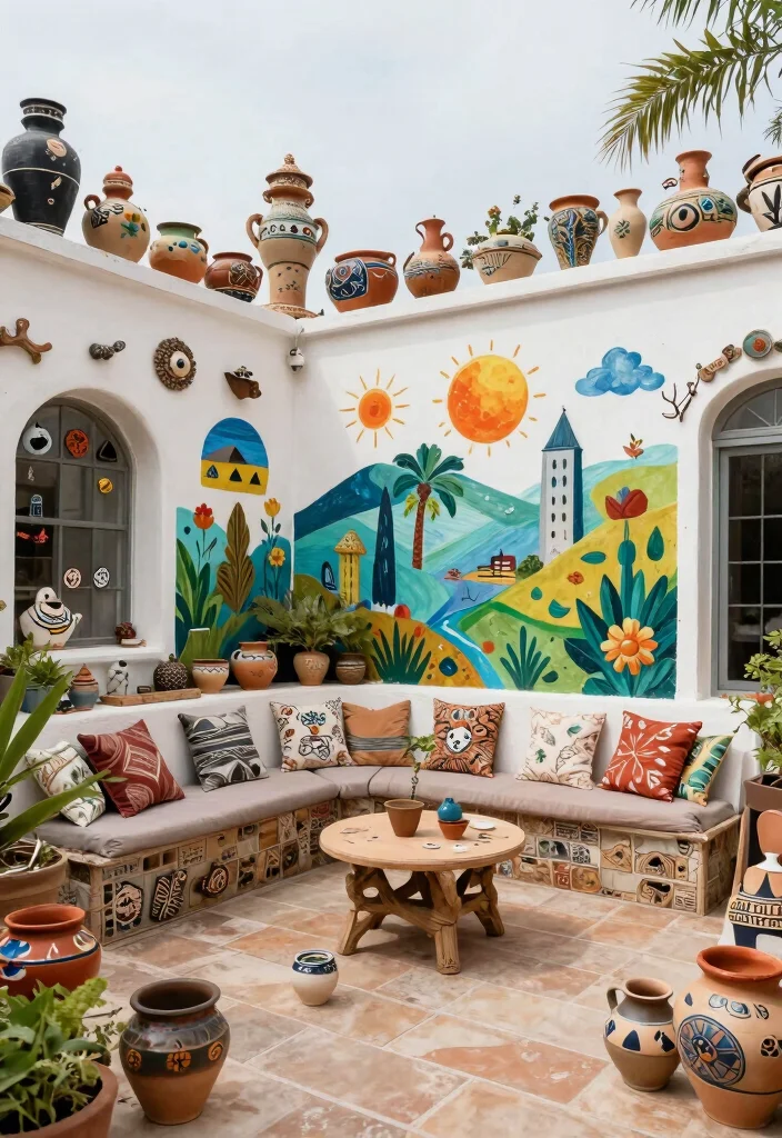 15 House Terrace Ideas Outdoor Living Done Right - 6. Artistic Outdoor Artwork 1