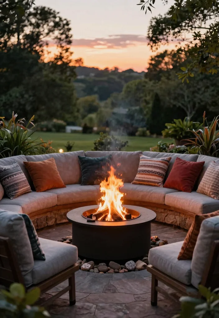 15 Patio Layout Ideas for Furniture Arrangement That Flows Beautifully - 12. Fire Pits for Ambiance 1