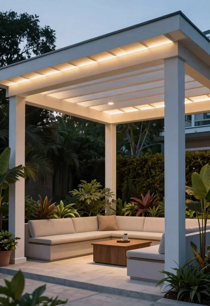 15 Pergola Lighting Ideas That Glow Beautifully at Night - 15. Integrated Lighting for Seamless Design 1