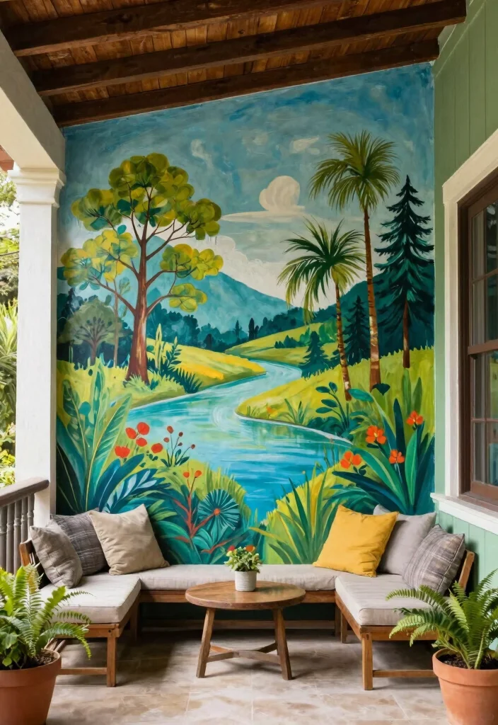 15 Porch Design Ideas That Boost Curb Appeal Instantly - 10. Artistic Wall Murals 1