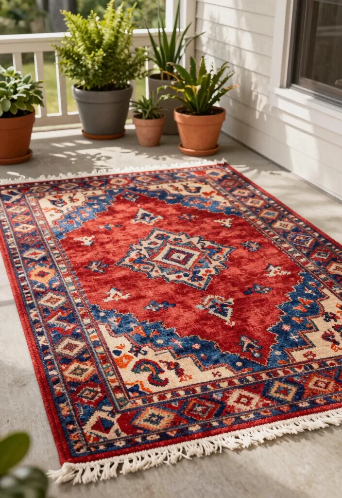 15 Porch Design Ideas That Boost Curb Appeal Instantly - 15. Outdoor Rugs 1
