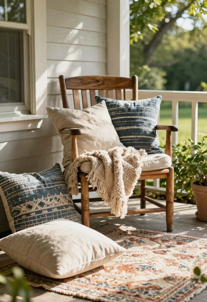 15 Porch Design Ideas That Boost Curb Appeal Instantly - 5. Natural Textiles 1