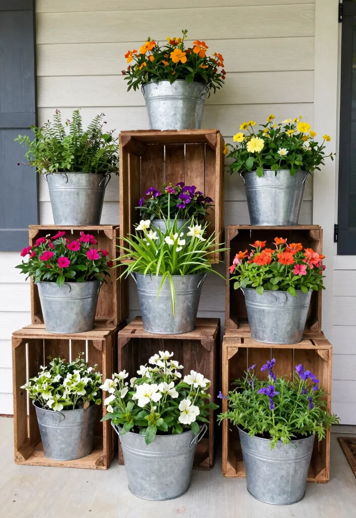 15 Porch Design Ideas That Boost Curb Appeal Instantly - 9. Plant Containers from Recycled Materials 1