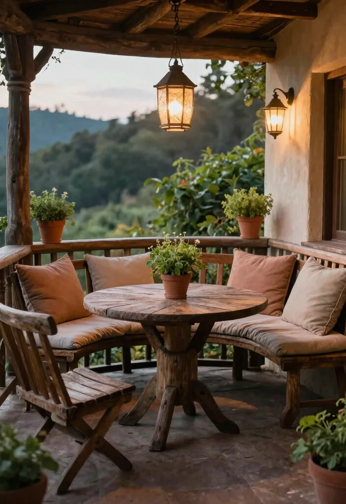 15 Round Balcony Ideas With Soft Modern Vibes - 11. Rustic Charm 1