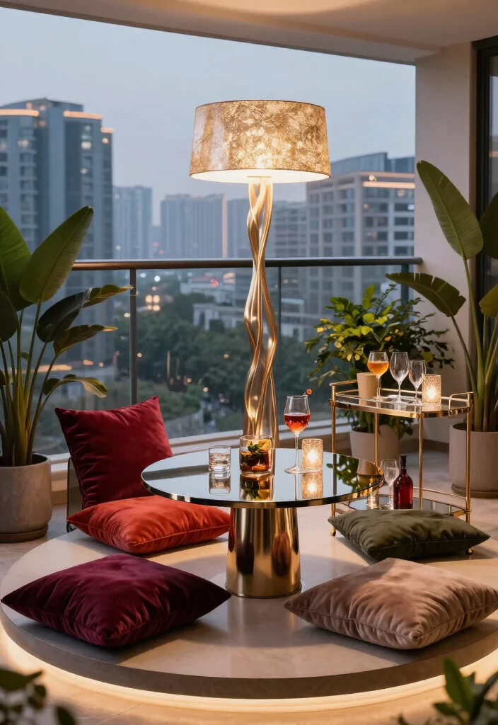 15 Round Balcony Ideas With Soft Modern Vibes - 12. Modern Glamour 1