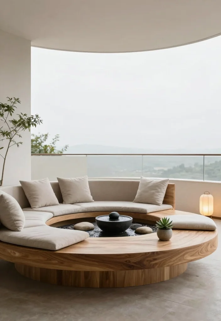 15 Round Balcony Ideas With Soft Modern Vibes - 3. Minimalist Zen Space 1