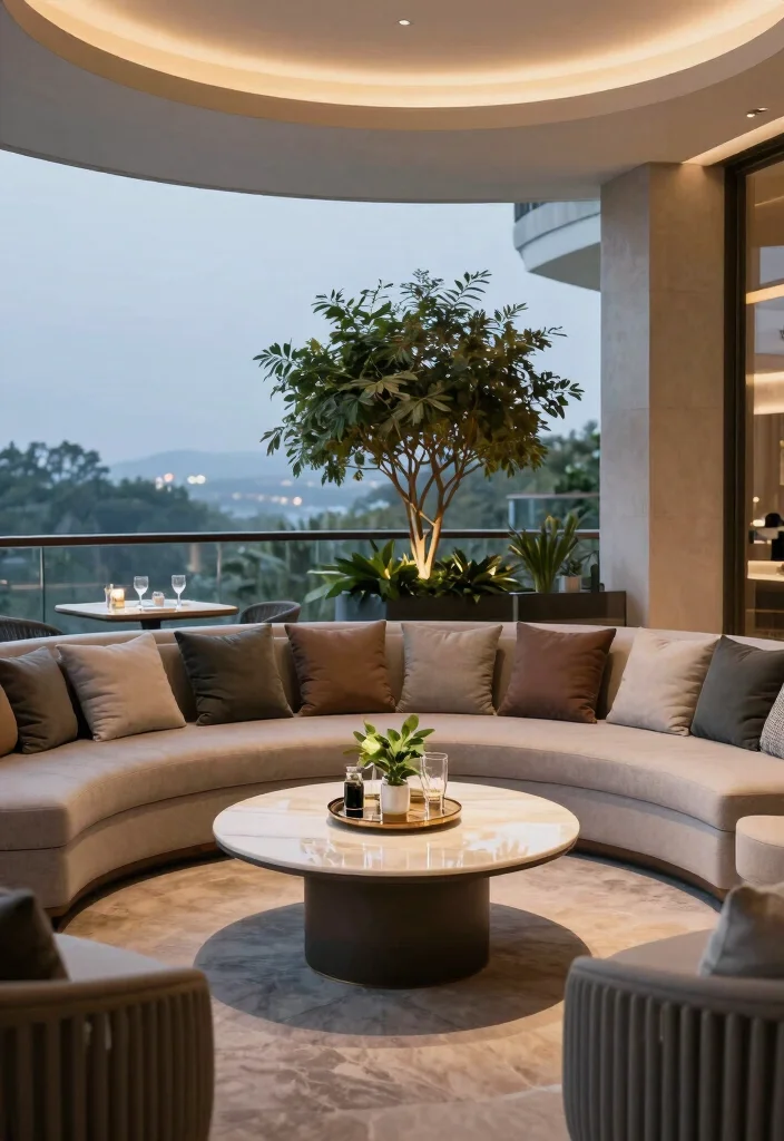 15 Round Balcony Ideas With Soft Modern Vibes - 8. Elegant Lounge Vibes 1