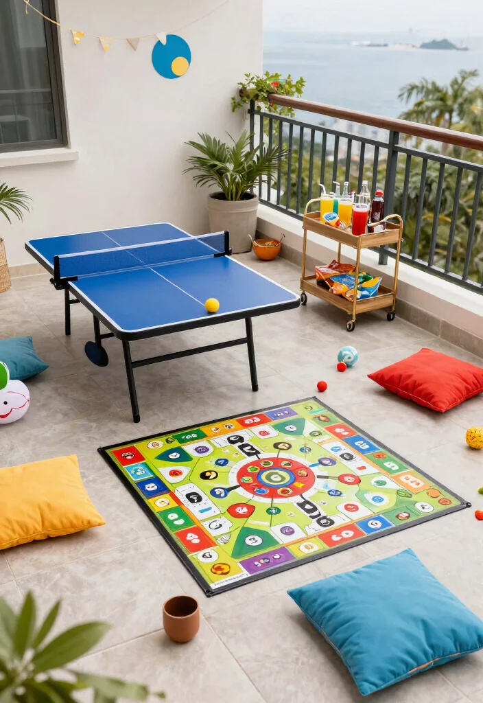 16 Home Balcony Ideas That Feel Bright & Stylish - 13. Playful Outdoor Game Zone 1