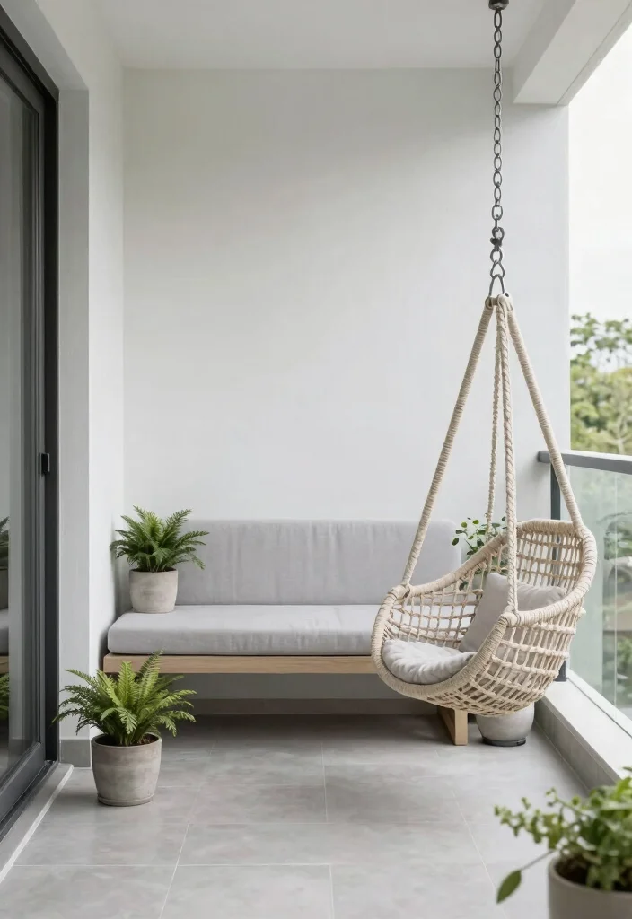16 Home Balcony Ideas That Feel Bright & Stylish - 4. Minimalist Chill Zone 1
