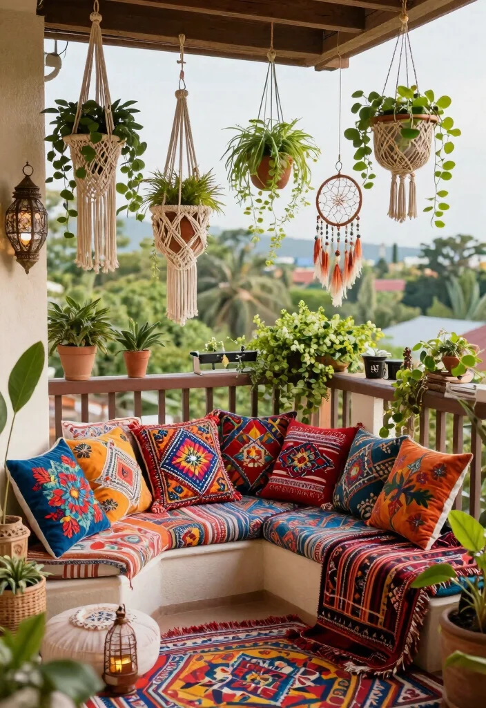 16 Home Balcony Ideas That Feel Bright & Stylish - 5. Colorful Bohemian Style 1