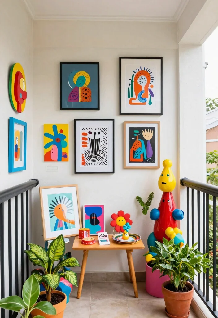 16 Home Balcony Ideas That Feel Bright & Stylish - 9. Artistic Outdoor Gallery 1