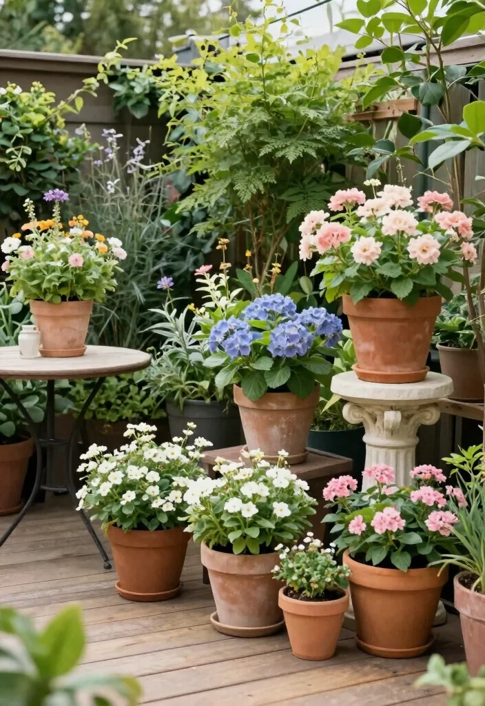16 Patio Garden Ideas Apartment Dwellers Will Love - 2. Container Gardening: Pots Galore 1
