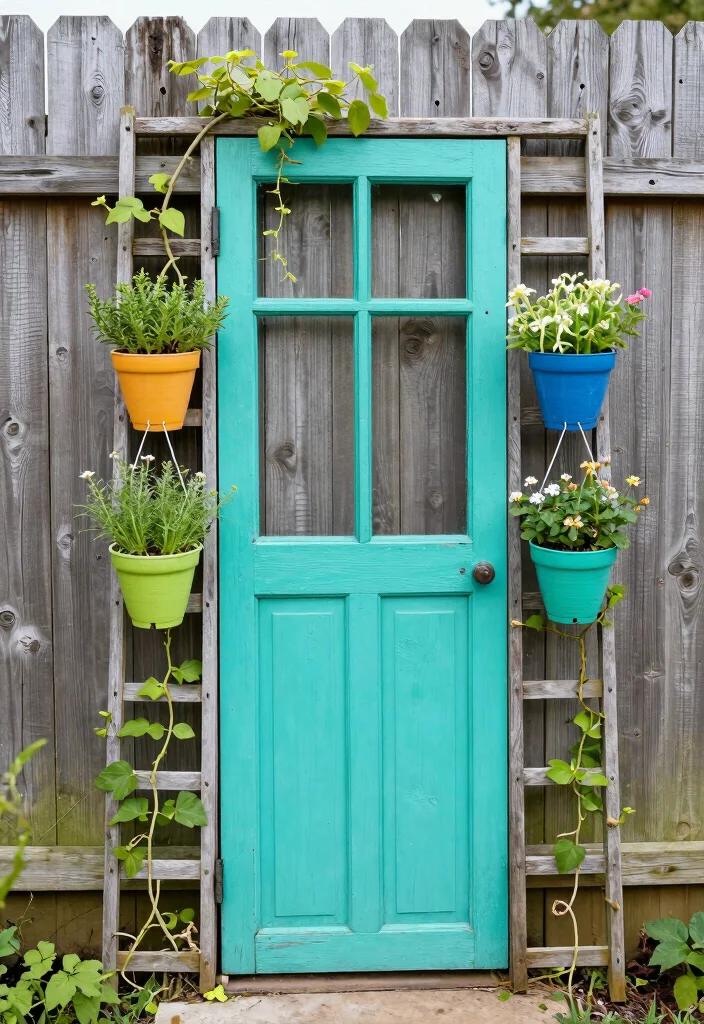 16 Small Trellis Ideas That Add Vertical Garden Style - 10. Upcycled Door Trellis 1