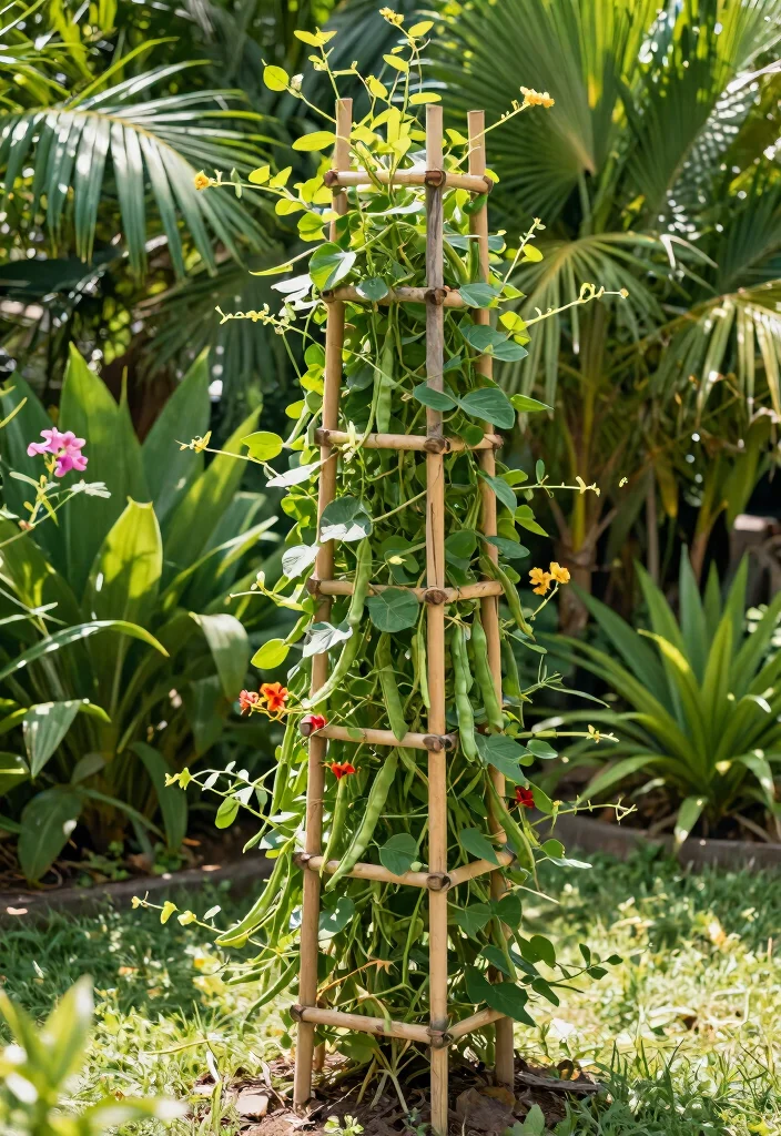 16 Small Trellis Ideas That Add Vertical Garden Style - 12. Vertical Bamboo Trellis 1
