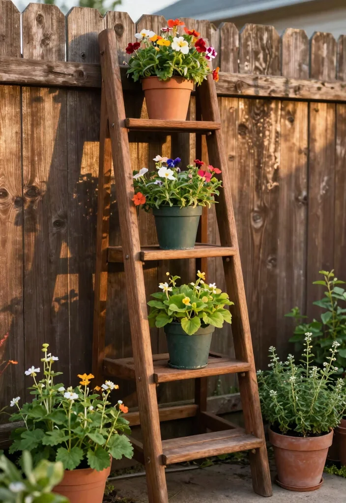 16 Small Trellis Ideas That Add Vertical Garden Style - 13. Ladder-Style Trellis 1