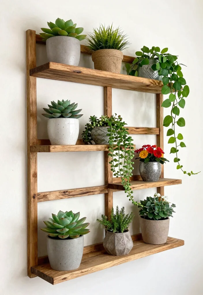 16 Small Trellis Ideas That Add Vertical Garden Style - 15. Wall-Mounted Shelf Trellis 1