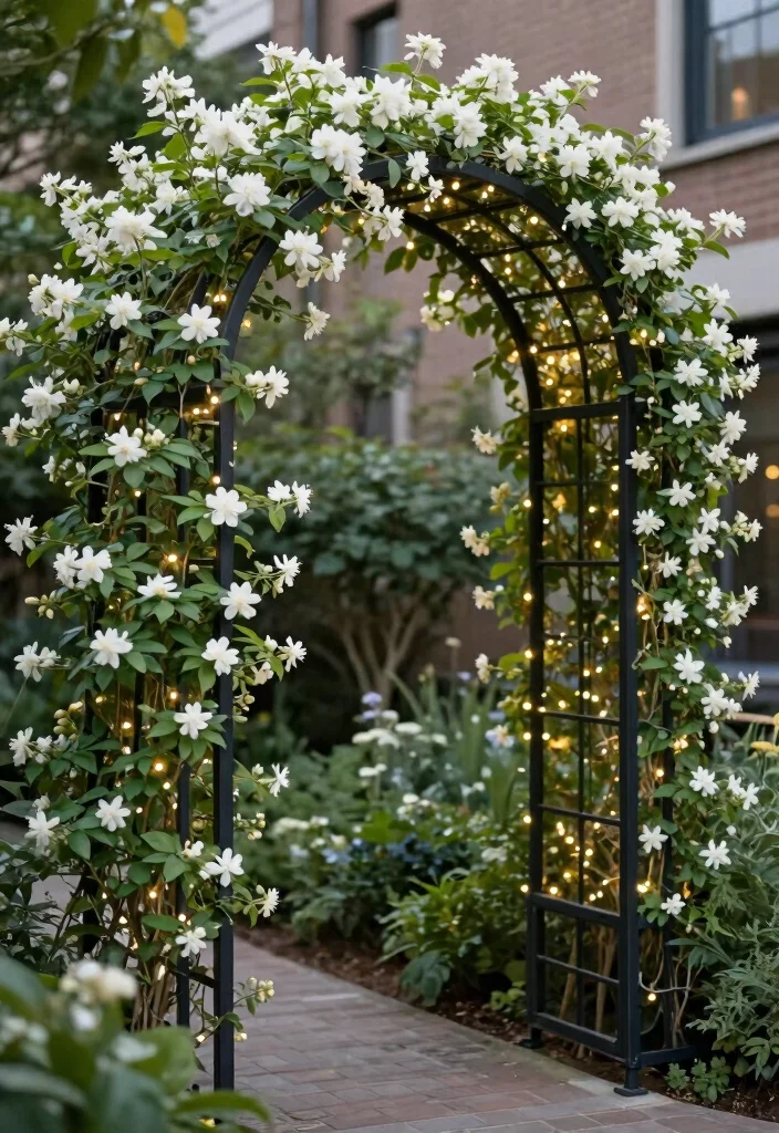 16 Small Trellis Ideas That Add Vertical Garden Style - 3. Metal Arbor Trellis 1
